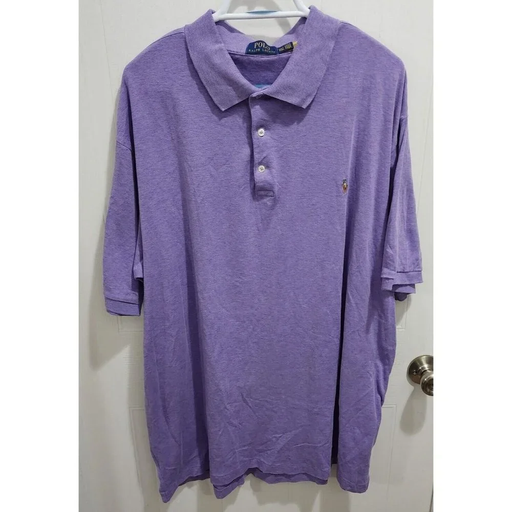 Polo Ralph Lauren Purple Short Sleeve‎ Polo Shirt Size 2XLT Flesh Pony Cotton